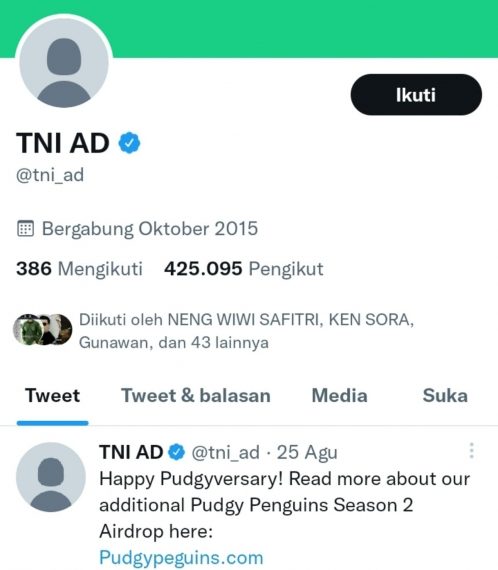 akun resmi twitter TNI AD