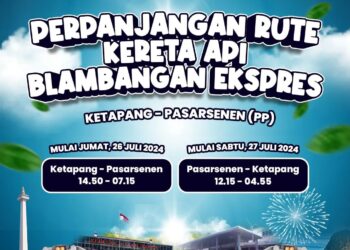 KAI Perpanjang Relasi KA Blambangan Ekspres Hingga Pasarsenen Mulai 26 Juli 2024